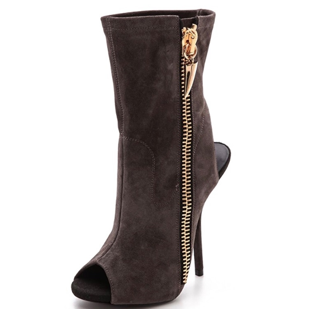 Giuseppe Zanotti Suede Peep Toe Booties